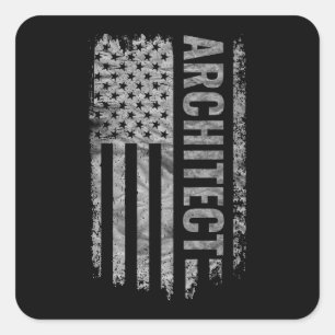 Architekt USA-Flagge abgenutztes Design Quadratischer Aufkleber