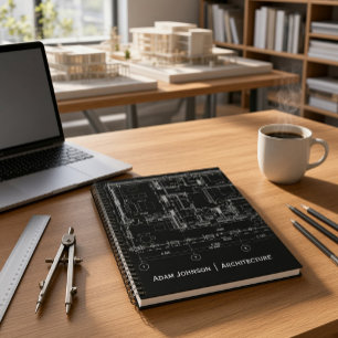 Architekten-Blueprint benutzerdefinierter Name Pro Notizbuch