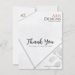 Architekten-Dankeschön-Postkarte mit Blaupausen-De Postkarte