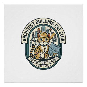 Architekten Gebäude Katze Katze Grafik T-Shirt Kun Poster
