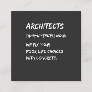 Architekten Humor – Wir korrigieren Ihre Lebensent Quadratische Visitenkarte