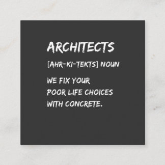 Architekten Humor – Wir korrigieren Ihre Lebensent Quadratische Visitenkarte