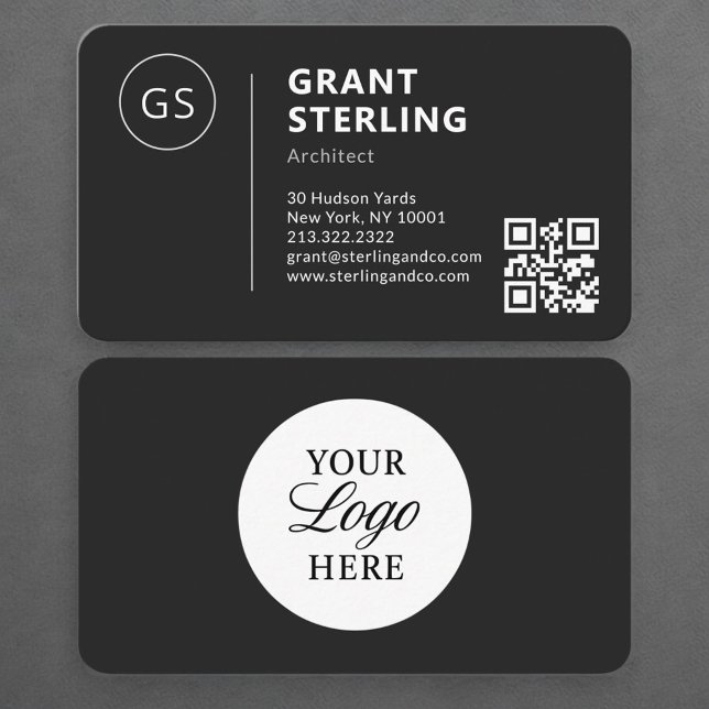 Architekten Schwarz Logo QR Code Professional Visitenkarte (Von Creator hochgeladen)
