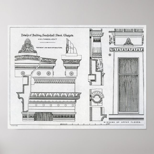 Architektonische Details der griechischen Kammern Poster (Vorne)
