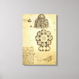 Architektonische Kathedrale Studie von Leonardo da Leinwanddruck
