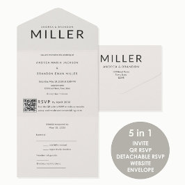 Architektonischer Familienname QR Hochzeit All In One Einladung