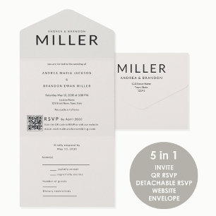 Architektonischer Familienname QR Hochzeit All In One Einladung