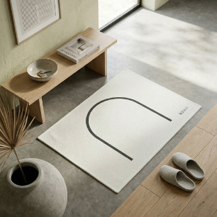 Architektonisches Off-White Feine Linie Japandi Mi Fußmatte