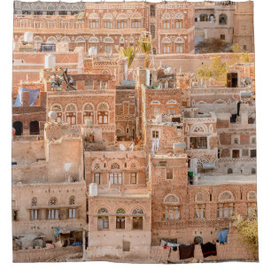Architektur der Altstadt von Sana'a, Jemen. UNE Duschvorhang
