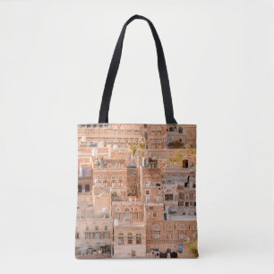 Architektur der Altstadt von Sana'a, Jemen. UNE Tasche