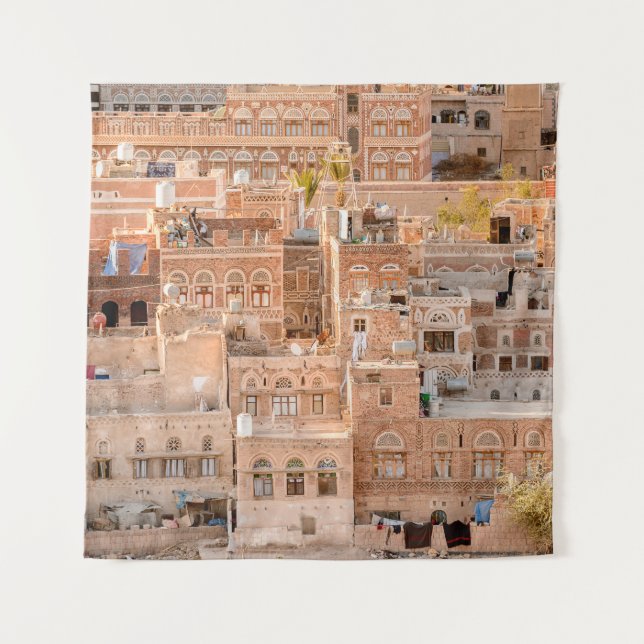 Architektur der Altstadt von Sana'a, Jemen. UNE Wandteppich (Vorderseite)