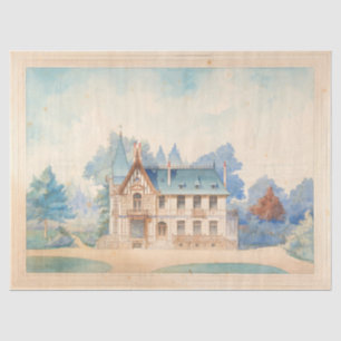 Architektur des französischen Landhauses Seidenpapier