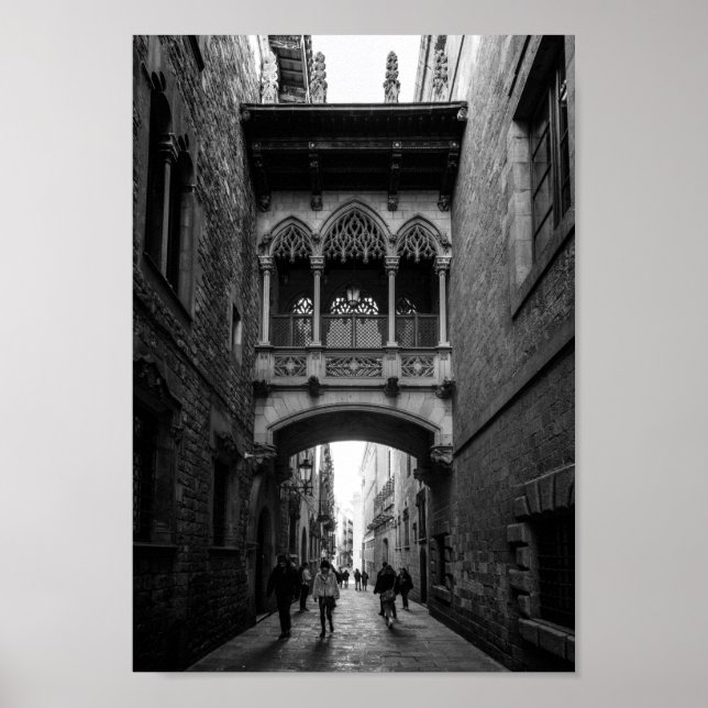 Architektur des gotischen Viertels in Barcelona Poster (Vorne)
