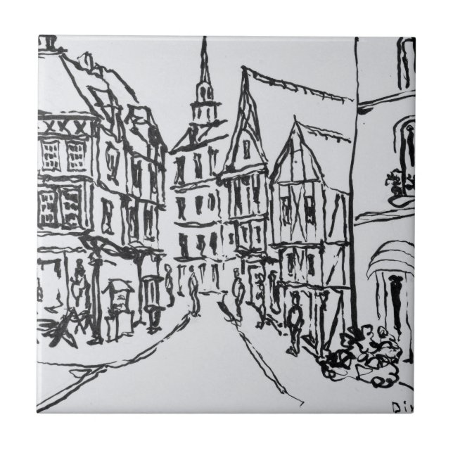 Architektur| Dinan, Bretagne, Frankreich Fliese (Vorderseite)