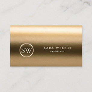 Architektur Gold Texture Monogram Business Card Visitenkarte