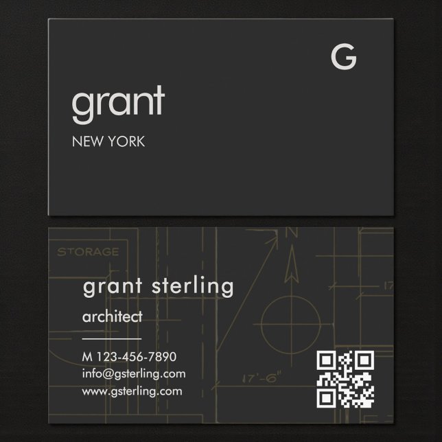 Architektur Schwarz QR-Code  Visitenkarte (Von Creator hochgeladen)