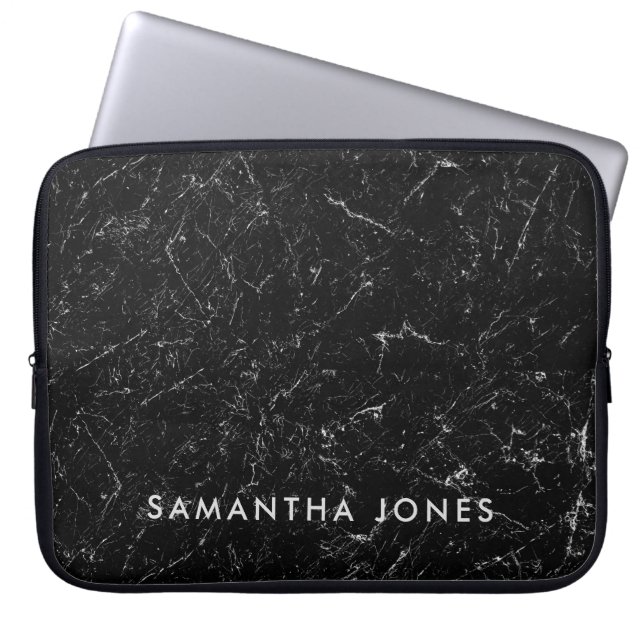 Architektur Schwarz-weißer Marmor Elegant Laptopschutzhülle (Vorderseite)