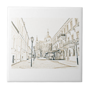 Architektur Stadtbild Vitebsk Sketch Fliese