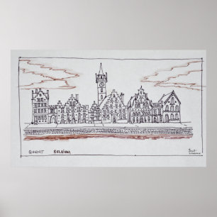 Architektur von Graslei   Gent, Belgien Poster