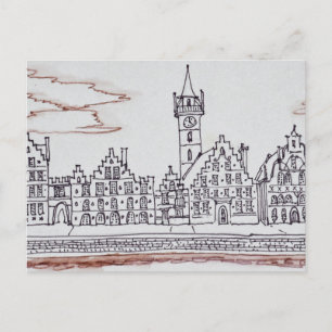 Architektur von Graslei Gent, Belgien Postkarte