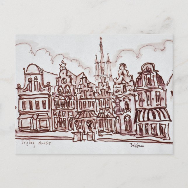 Architektur Vrijdagmarkt | Gent, Belgien Postkarte (Vorderseite)