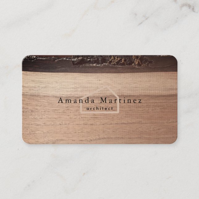 Architekturbaukarte Zuhause Wood Business Card Visitenkarte (Vorderseite)