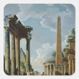 ArchitekturCapriccio mit einem Prediger Quadratischer Aufkleber