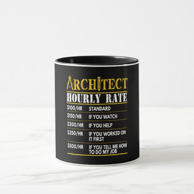 Architekturdesign der Funny Hourly Rate Architektu Tasse (Zentrum)