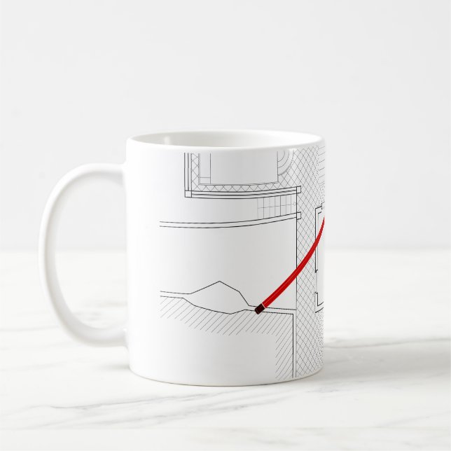 Architekturprojekt, zeichnend, Architekten Kaffeetasse (Links)