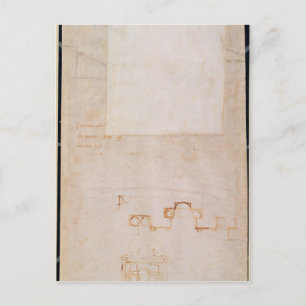 Architekturstudie mit Anmerkungen Postkarte