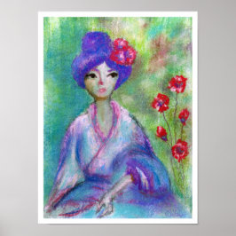 Archivdruck "Hübsch Geisha" mit weißer Grenze Poster