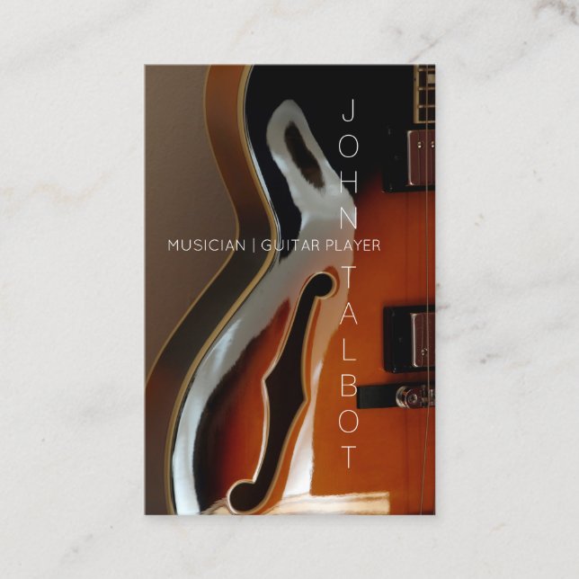 Archtop Guitar Player Custom V Business Card Visitenkarte (Vorderseite)