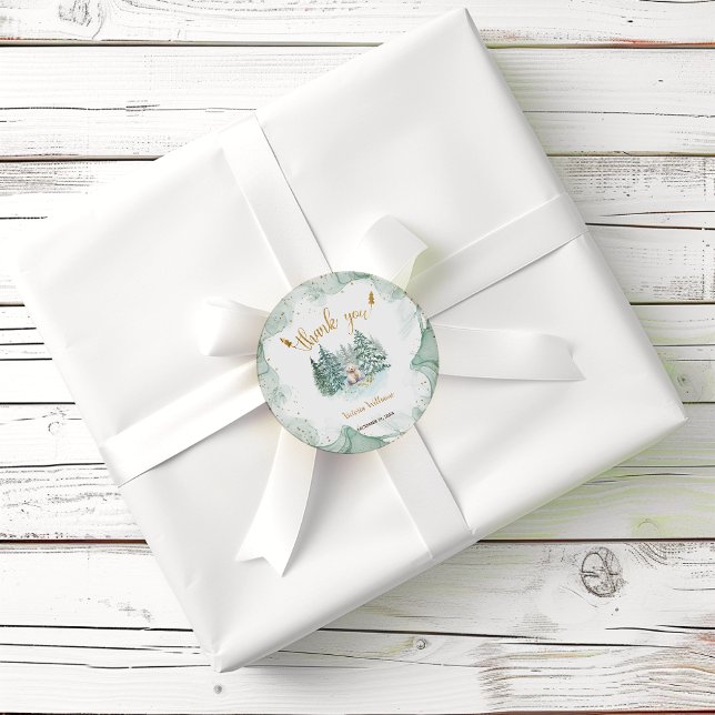 Arctic Animal Baby Dusche Vielen Dank Runder Aufkleber (Von Creator hochgeladen)