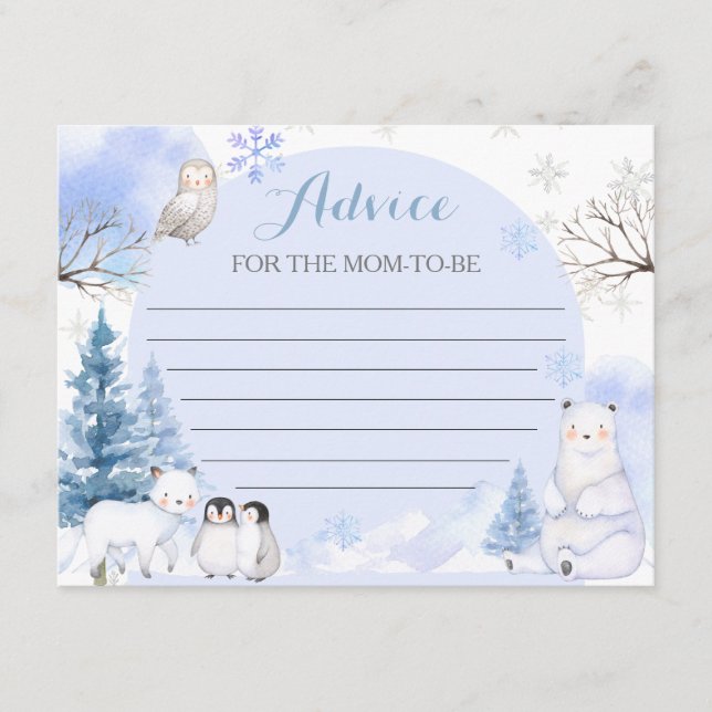 ARCTIC ANIMAL Snowflake Babyduschberatung für die  Begleitkarte (Vorderseite)