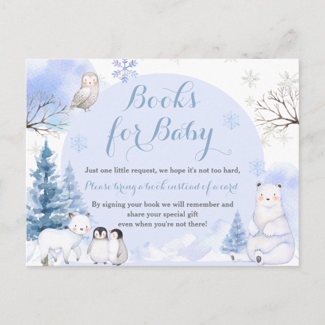 ARCTIC ANIMAL Snowflake Babydusche Bücher für Baby Postkarte (Vorderseite)