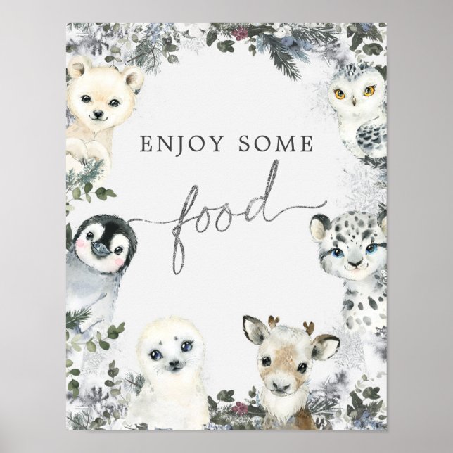 Arctic Animal Winter Onederland 1st Birthday Food Poster (Vorne)
