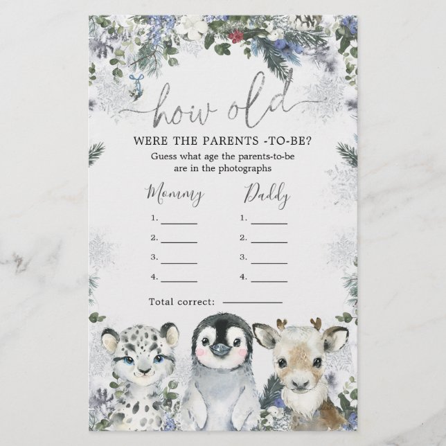 Arctic Animal Winter Onederland Wie alt Eltern (Vorderseite)