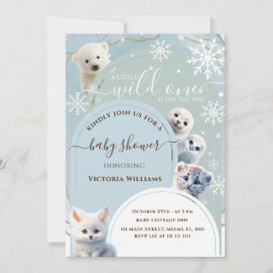 Arctic Animal Winter Snow Baby Dusche Einladung