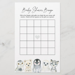 Arctic Animals Baby Dusche Bingo Spiel