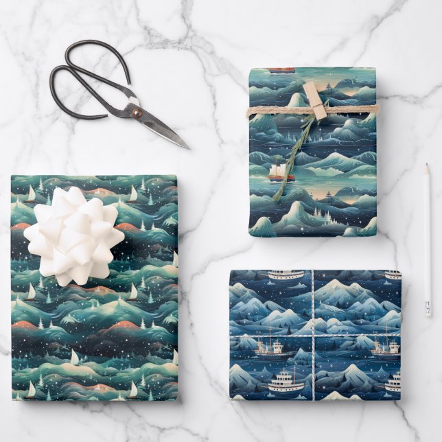 Arctic Aurora Expedition: Icy Adventure Design Geschenkpapier Set (Vorderseite)