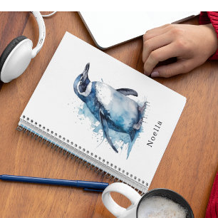 Arctic Azure Watercolor Pinguin, Brauch Notizblock