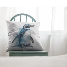 Arctic Azure Watercolor Pinguin