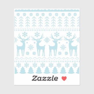 Arctic Blue Folk Art Winter Thema Aufkleber