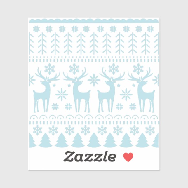 Arctic Blue Folk Art Winter Thema Aufkleber (Blatt)