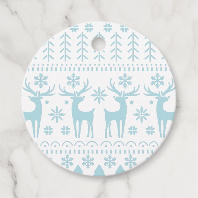 Arctic Blue Folk Art Winter Thema Geschenkanhänger (Vorderseite)