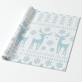 Arctic Blue Folk Art Winter Thema Geschenkpapier