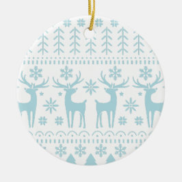 Arctic Blue Folk Art Winter Thema Keramik Ornament