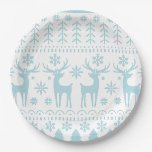 Arctic Blue Folk Art Winter Thema Pappteller
