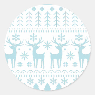 Arctic Blue Folk Art Winter Thema Runder Aufkleber