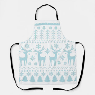 Arctic Blue Folk Art Winter Thema Schürze
